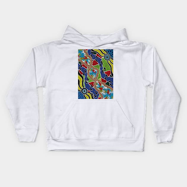 Aboriginal Art - Walking The Land 2 Kids Hoodie by hogartharts